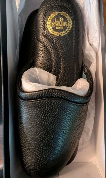 L.B. Evans Regal Scuff Backless Slippers Mens 10 M Black Leather New In Box
